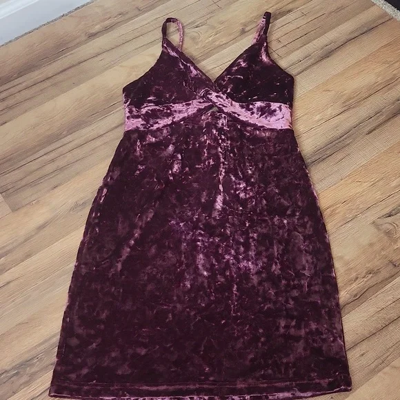 FREE PEOPLE Come Together Pink Velour Peekabo Cutout Cami Bodycon Mini Dress - Picture 5 of 9